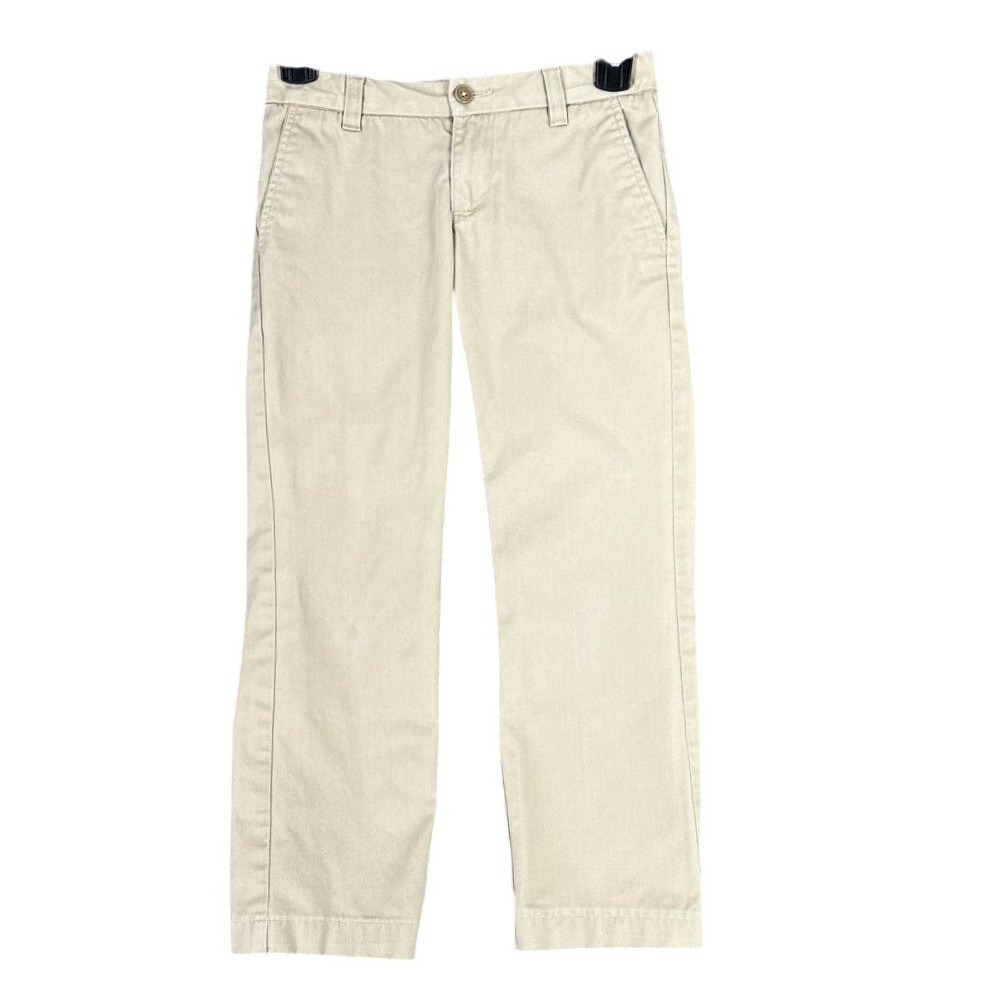 Lands End Pants Girls 8 Beige School Uniform Formal Adjustable Waist Chino Khaki